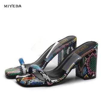 6 Color Python New Design Sandal Heels Ladies Fashionable Transparent Summer Coverd Women Shoes